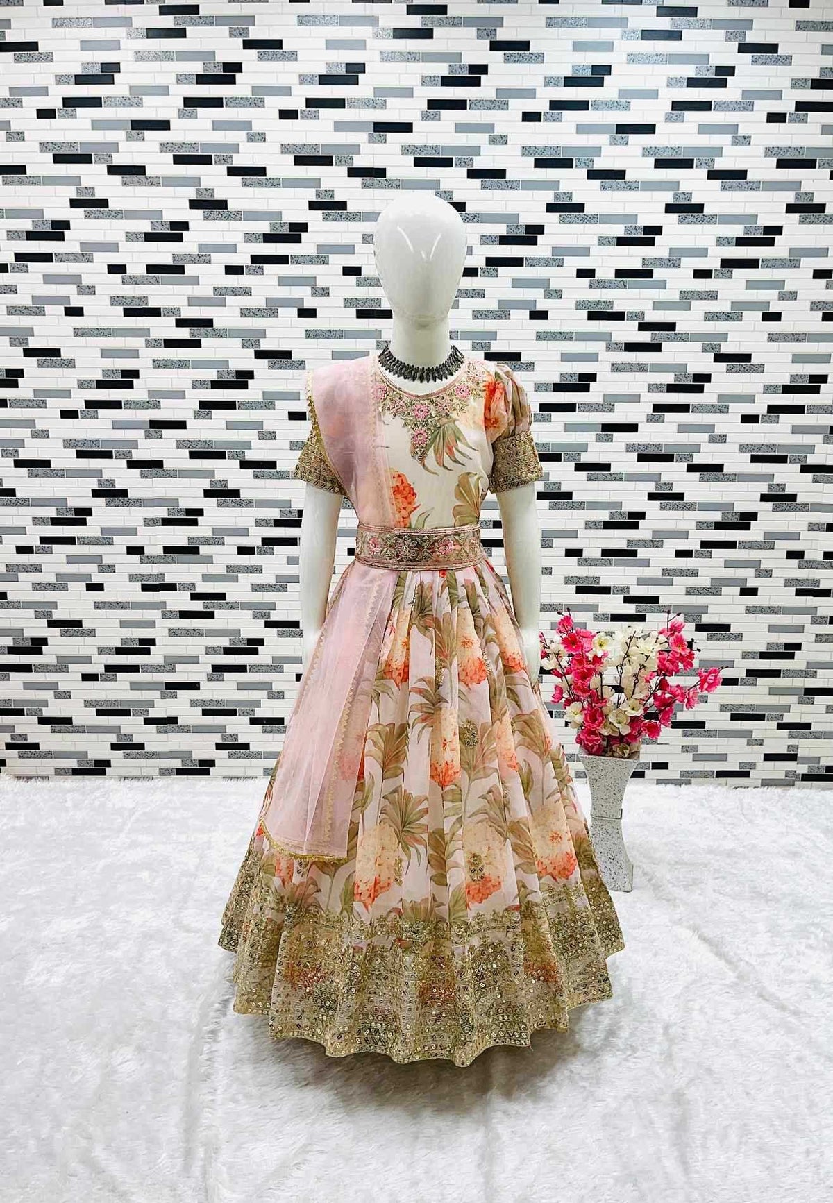 Faux Georgette Kids Gown