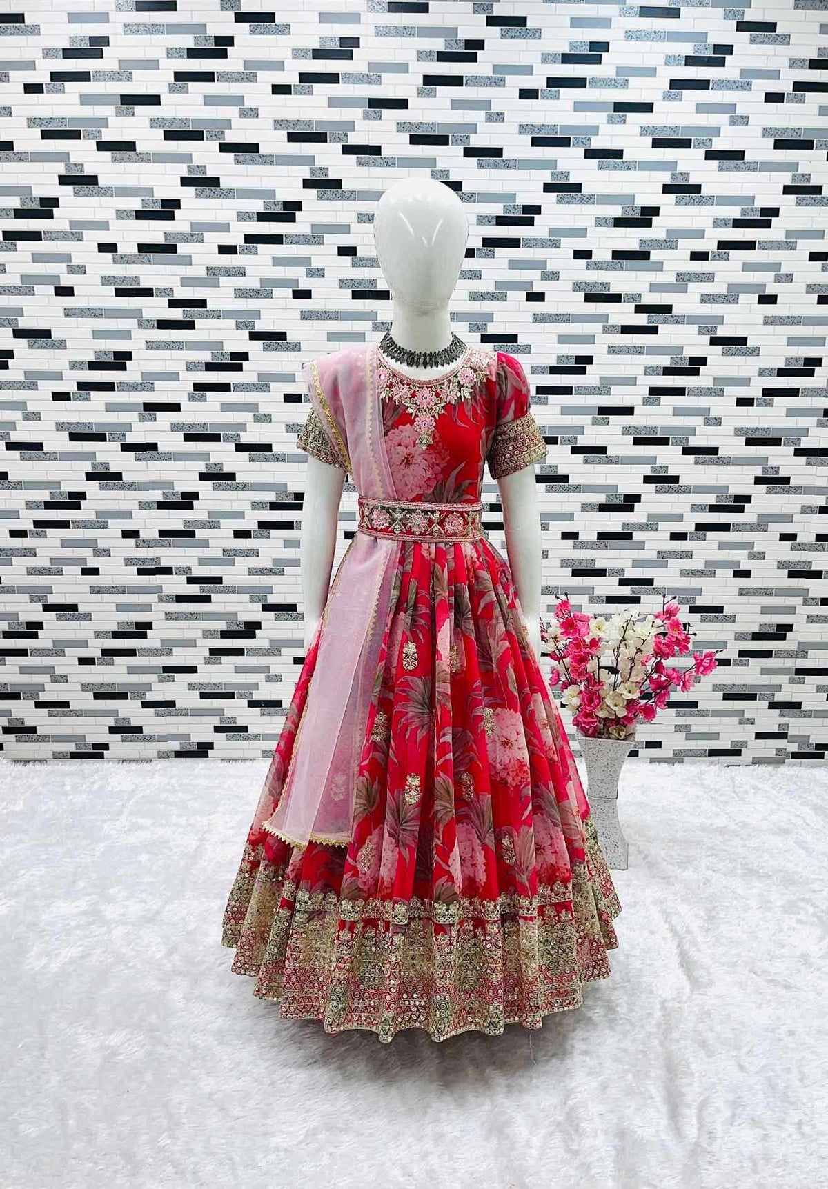 Faux Georgette Kids Gown