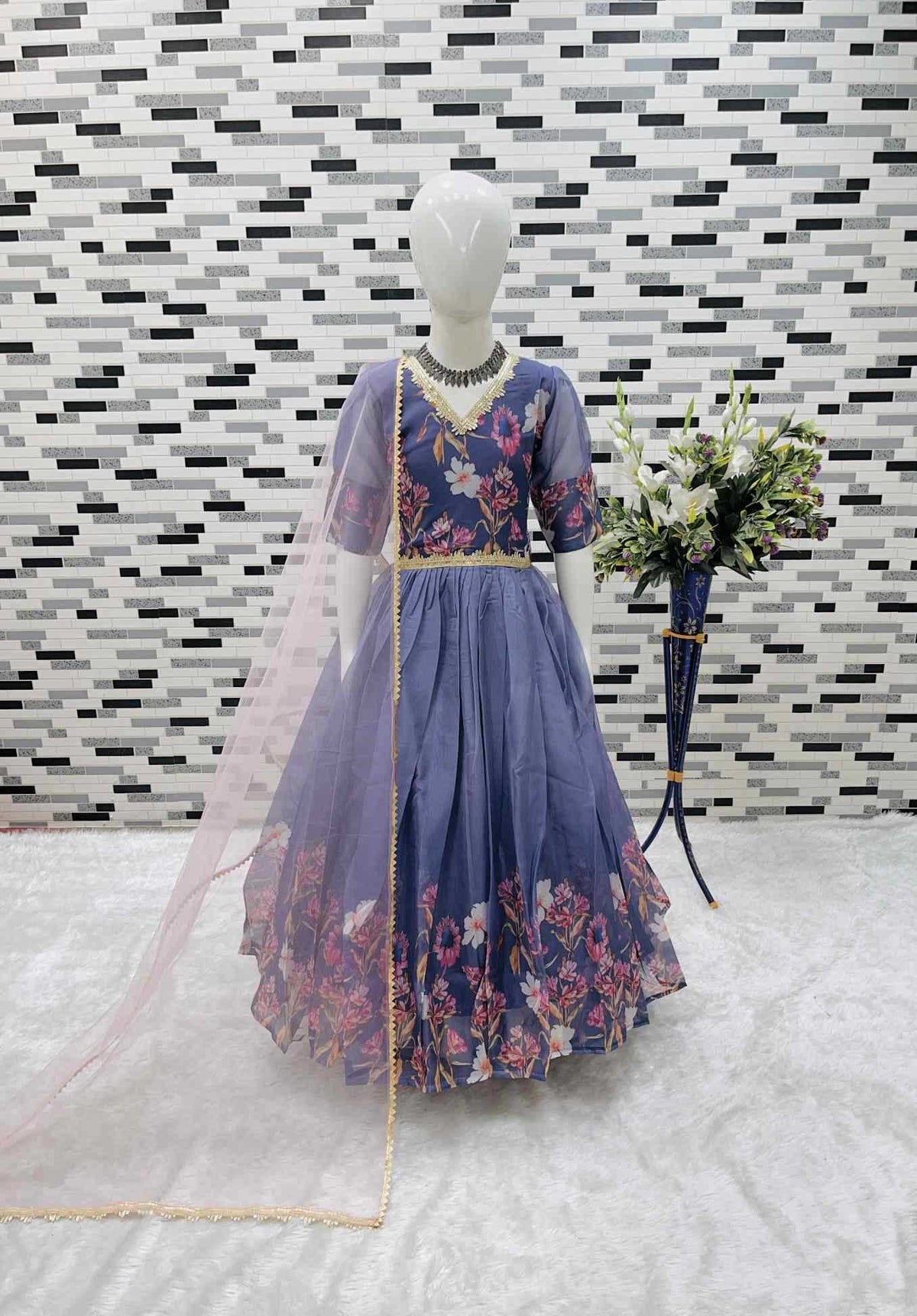 Faux Georgette Kids Gown