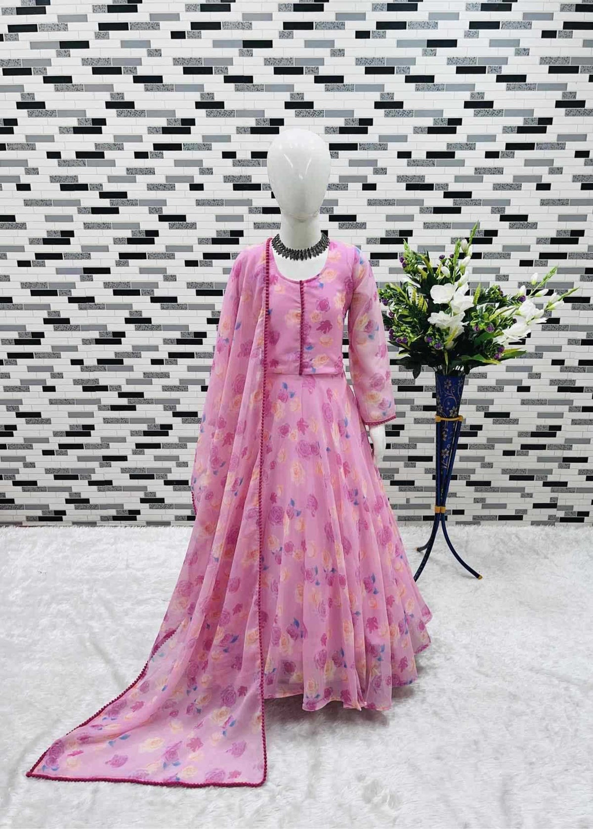 Faux Georgette Kids Gown
