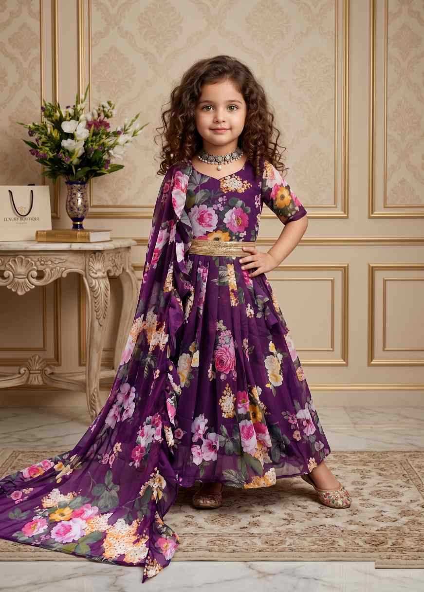 Faux Georgette Kids Gown