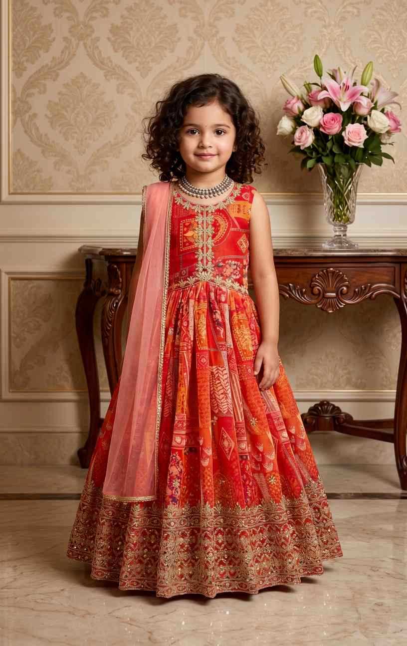 Faux Georgette Kids Gown