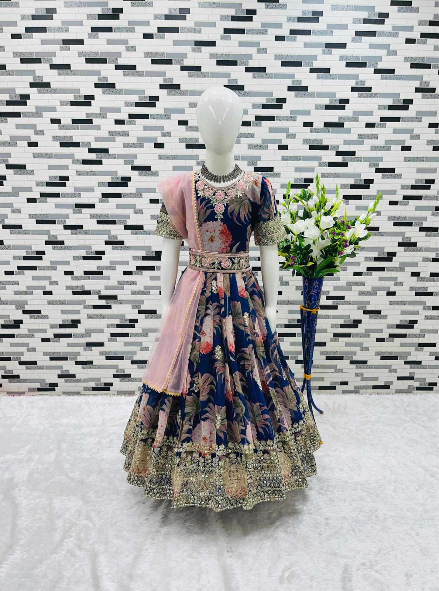 Faux Georgette Kids Gown