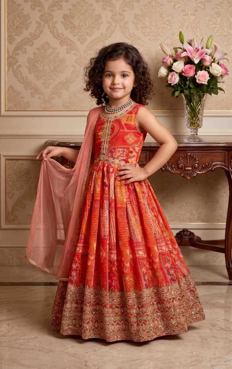 Faux Georgette Kids Gown