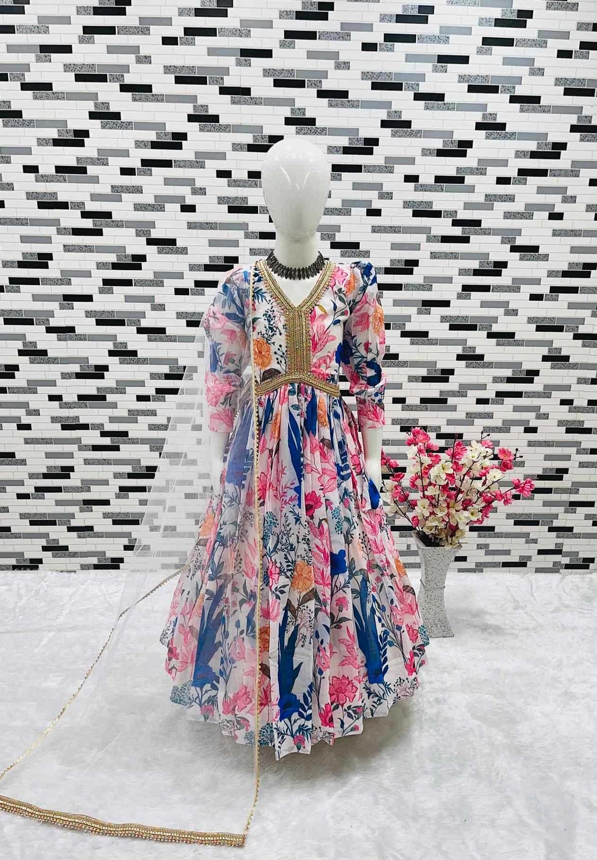 Faux Georgette Kids Gown