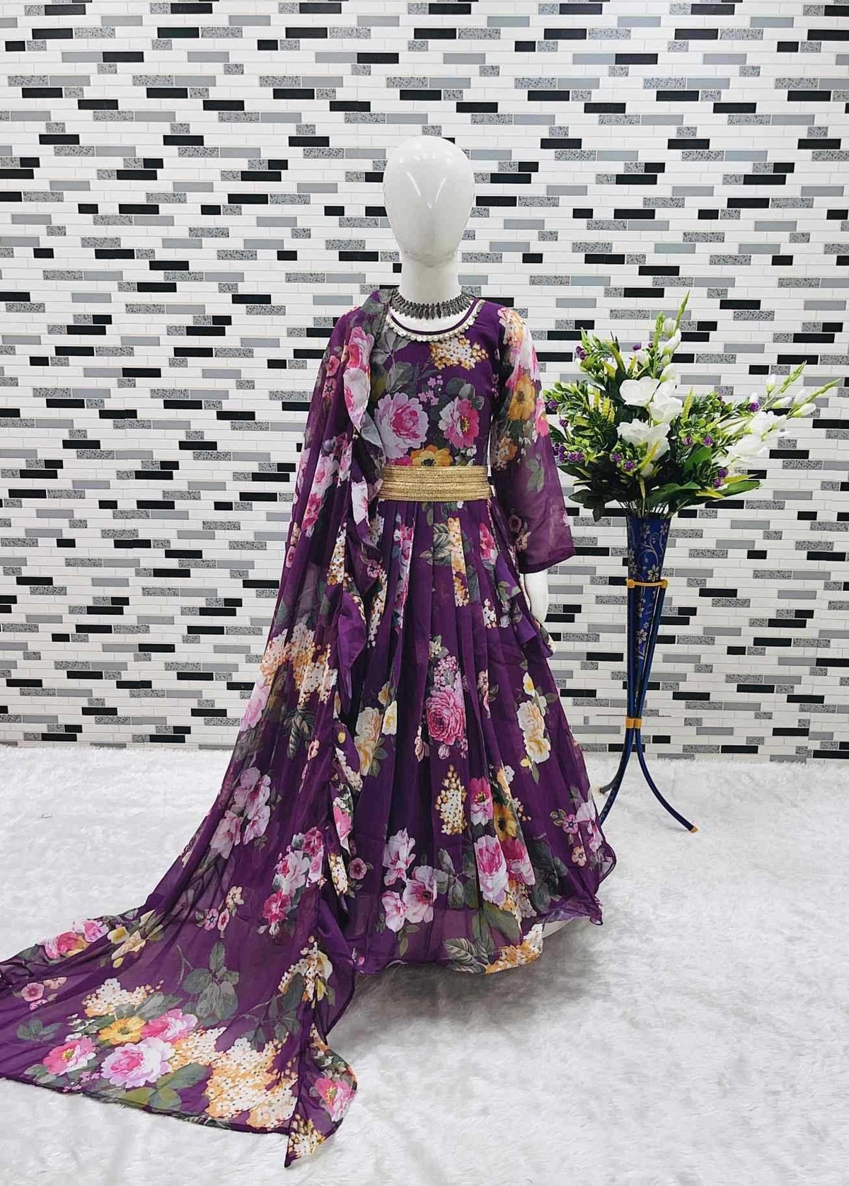 Faux Georgette Kids Gown