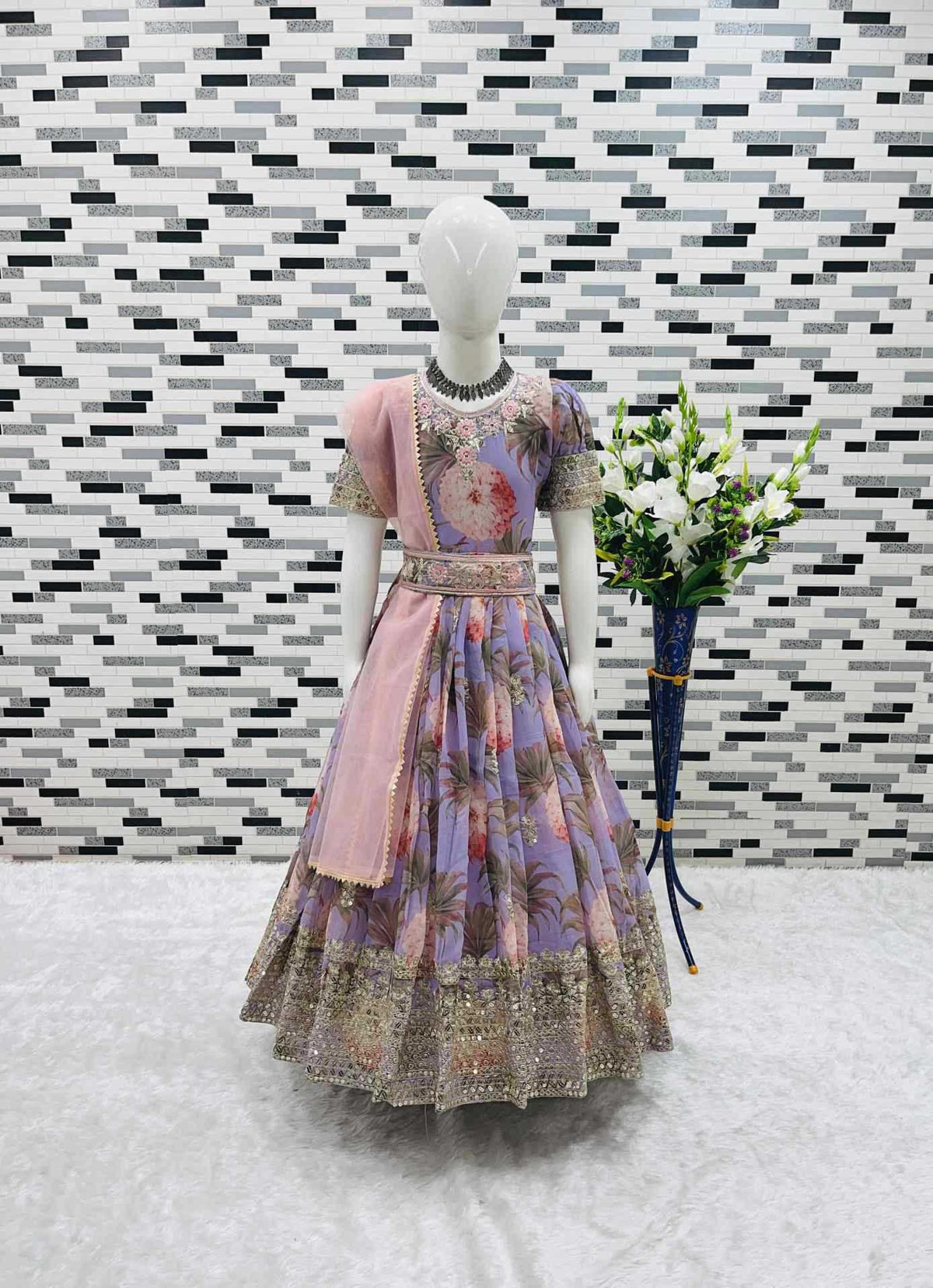 Faux Georgette Kids Gown