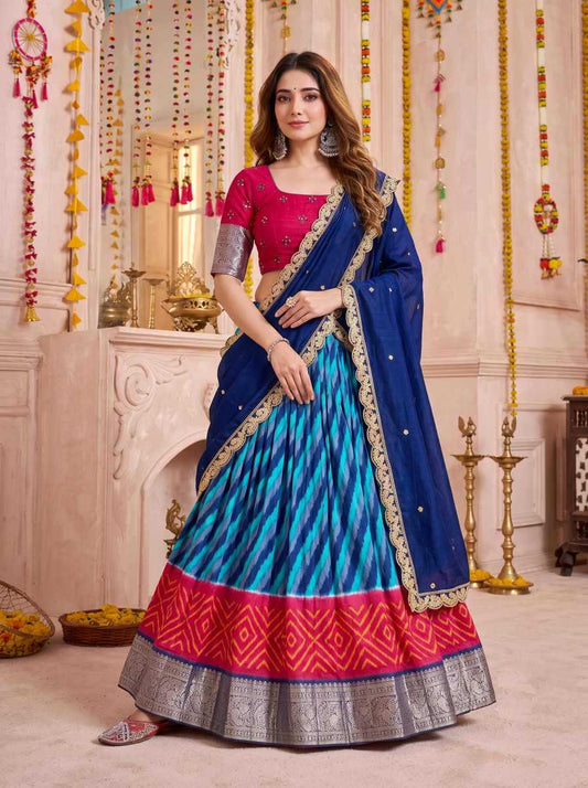 Tussar Silk Traditional Lehenga in Blue