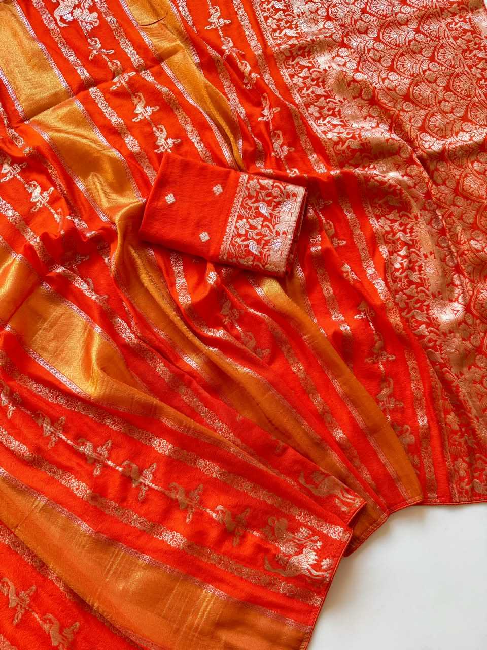Nylon Designer Saree in Rani