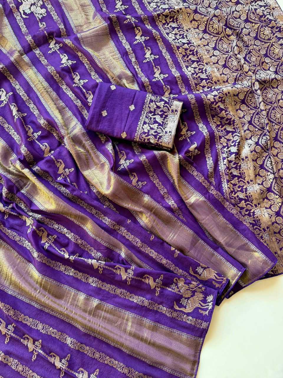 Nylon Designer Saree in Rani
