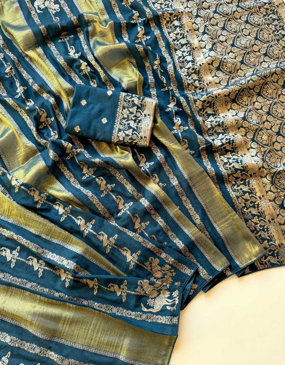 Nylon Designer Saree in Rani
