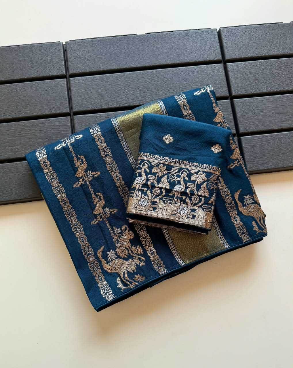Nylon Designer Saree in Rani