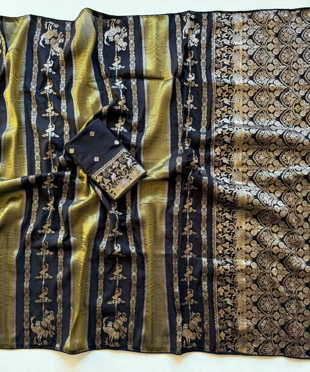 Nylon Designer Saree in Rani