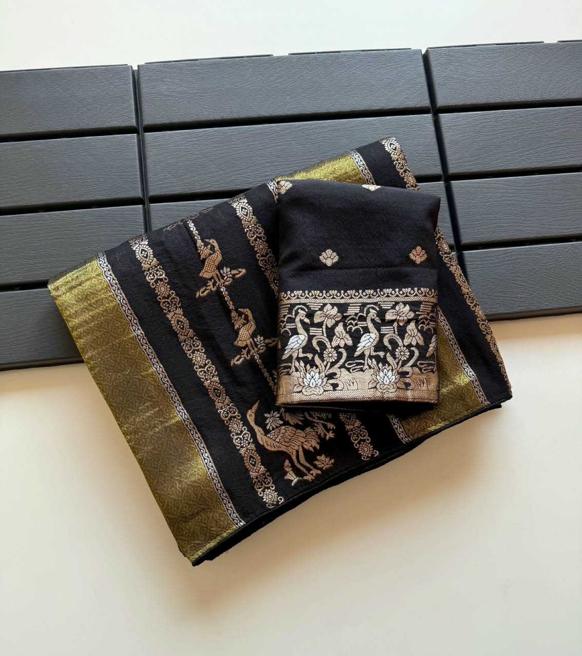 Nylon Designer Saree in Rani