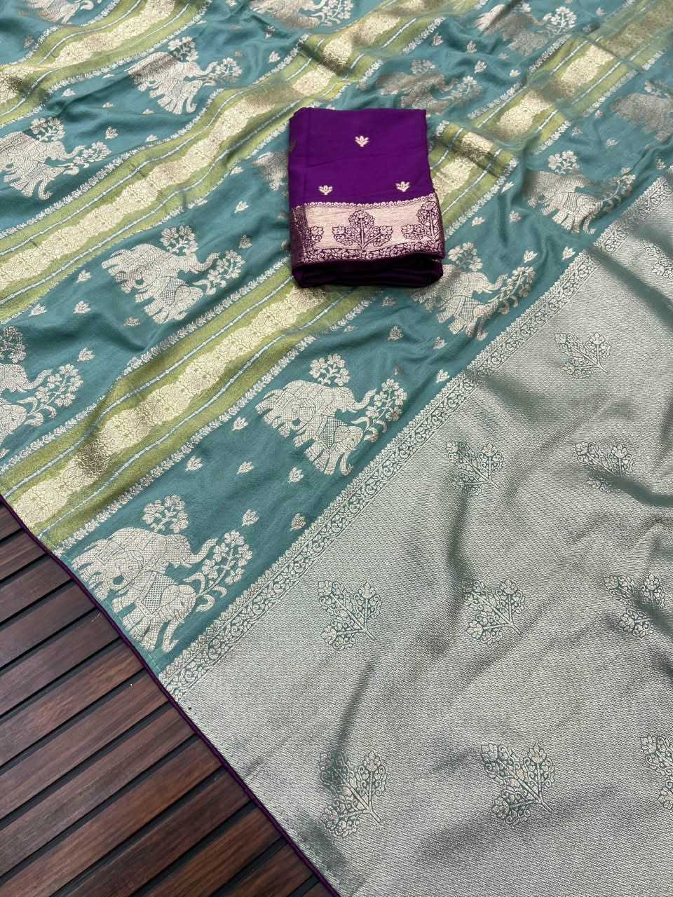 Crepe Silk Saree in Rani