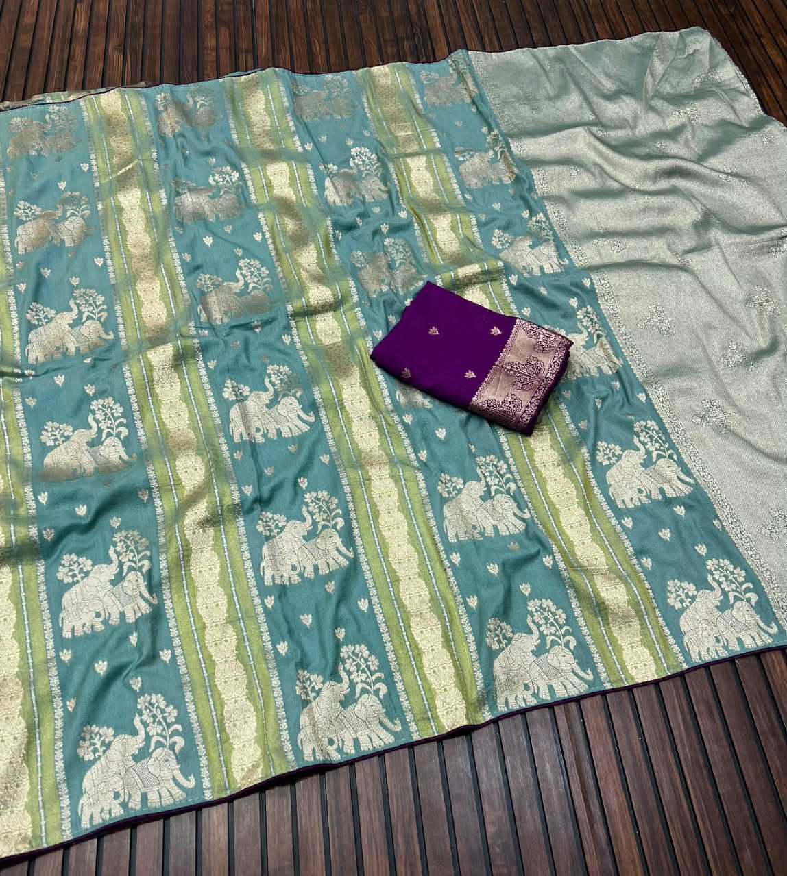 Crepe Silk Saree in Rani