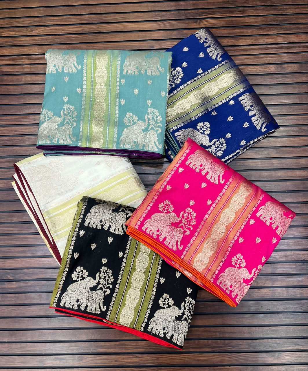 Crepe Silk Saree in Rani