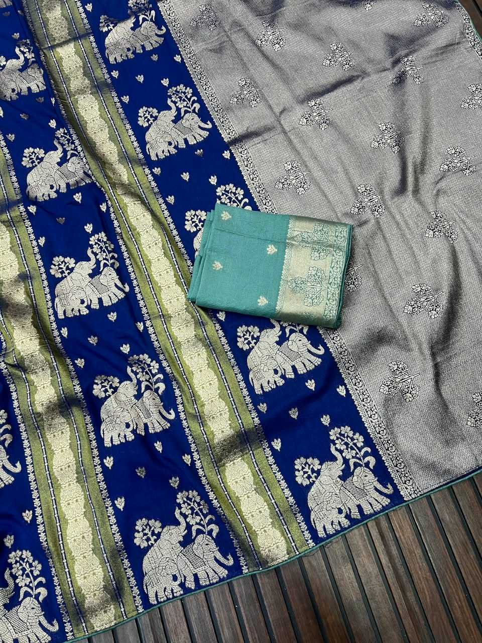 Crepe Silk Saree in Rani