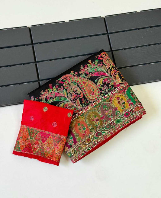 Pure Silk Traditional Saree in Black