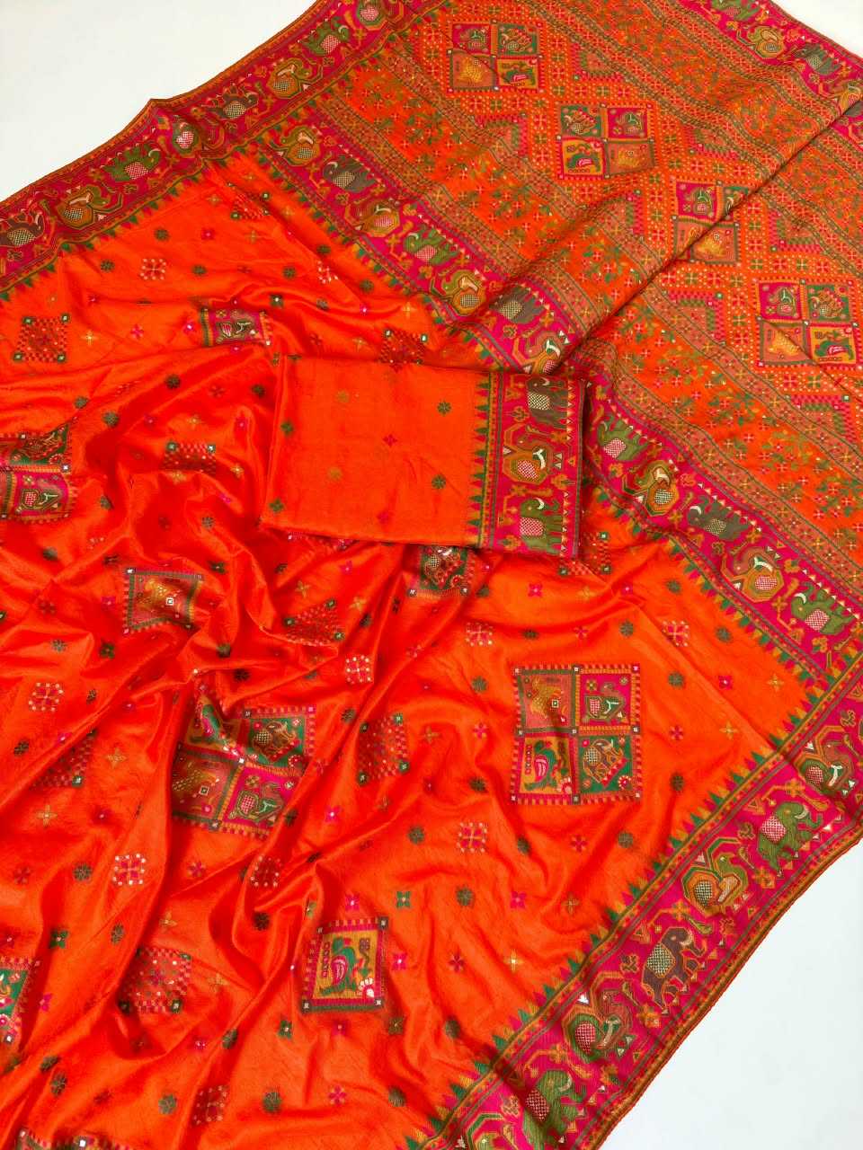 Pashmina Designer Saree in Orange