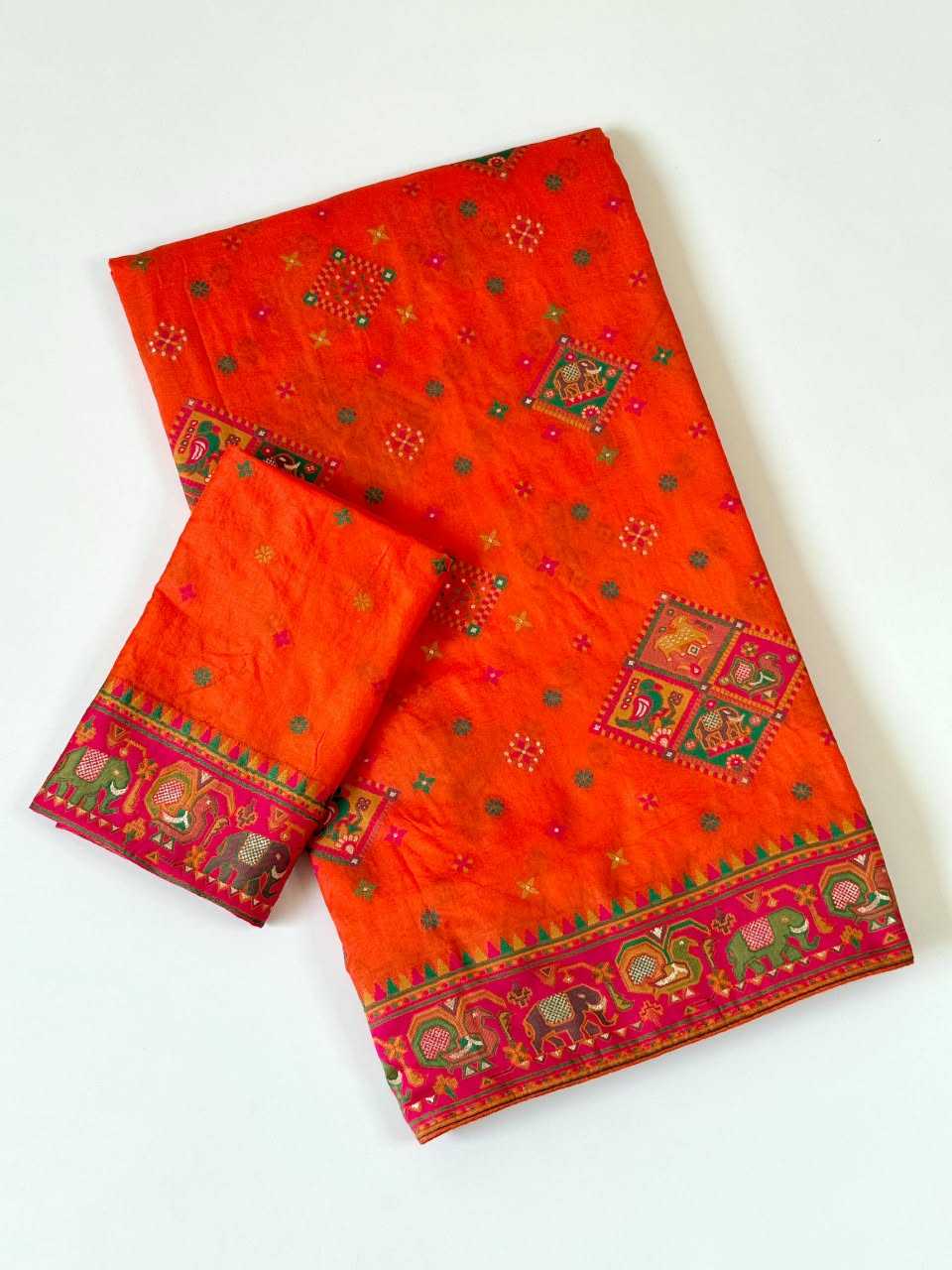 Pashmina Designer Saree in Orange