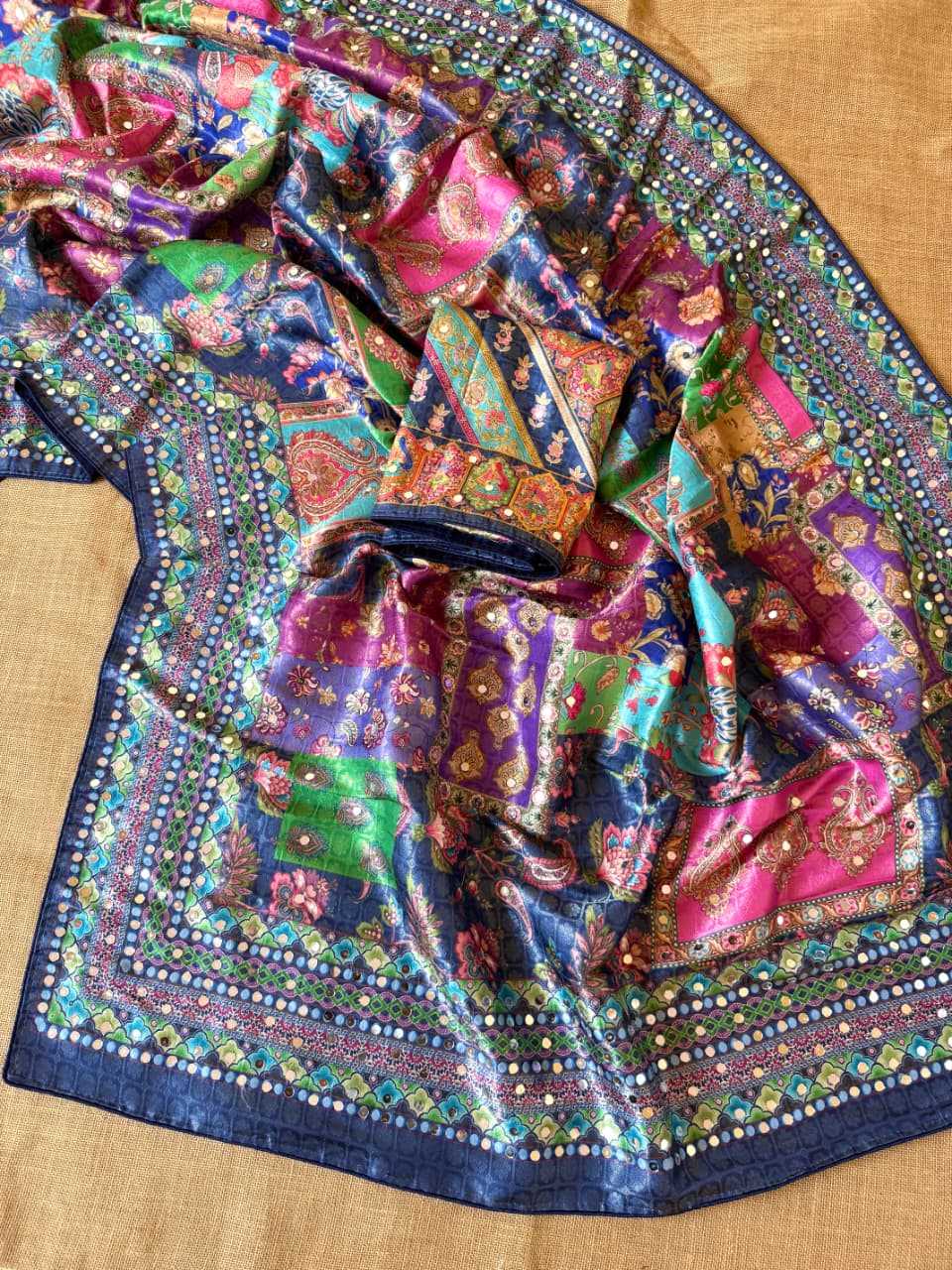 Dola Silk Printed Saree in Deep Blue