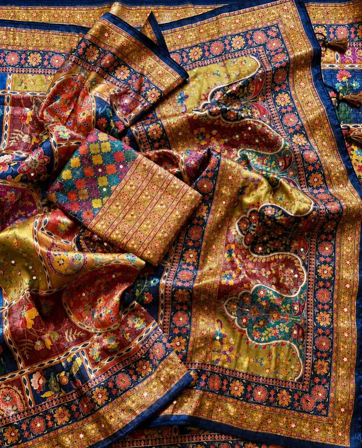 Dola Silk Printed Saree in Black