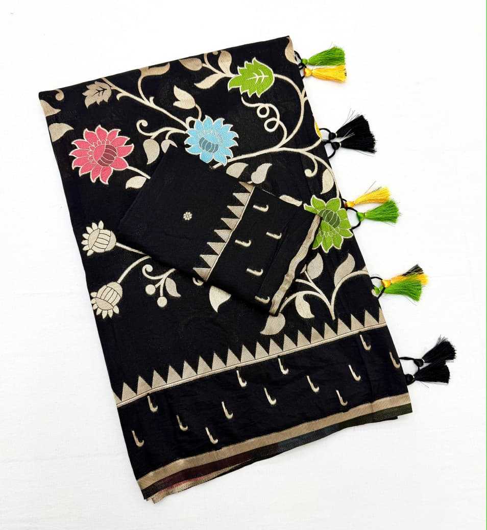 Nylon Georgette Saree in Black