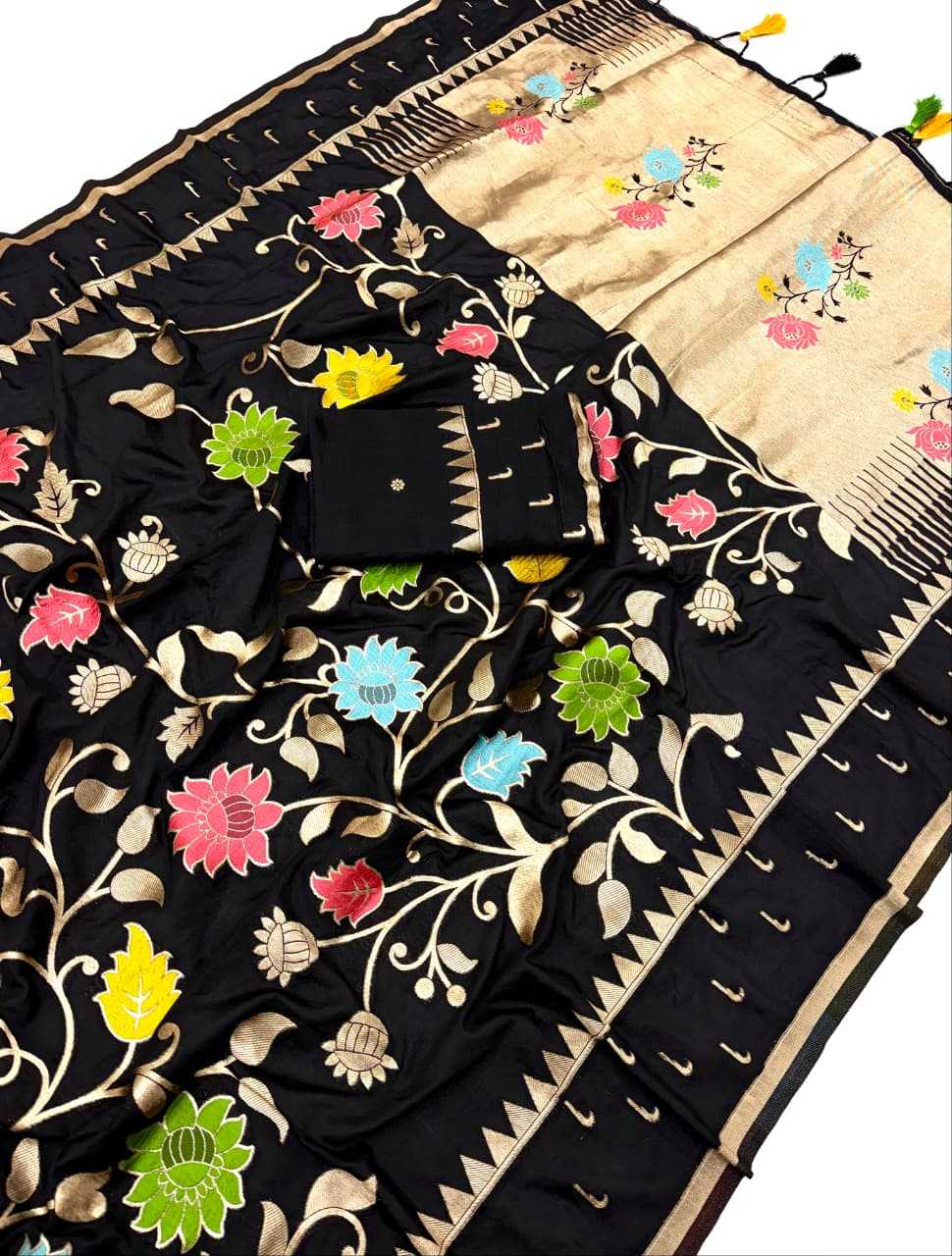 Nylon Georgette Saree in Black