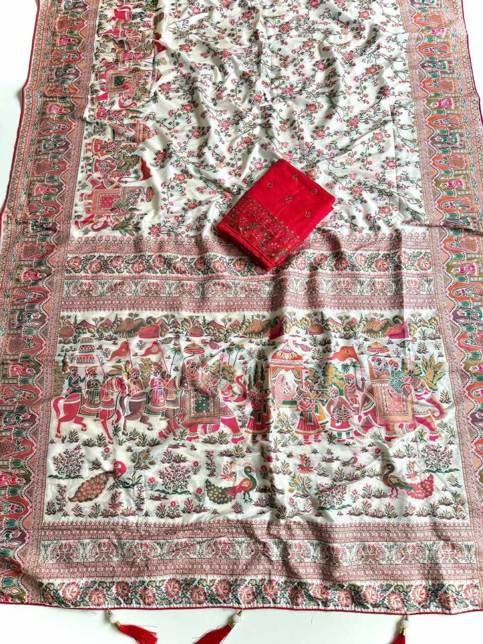 Pashmina Designer Saree in White