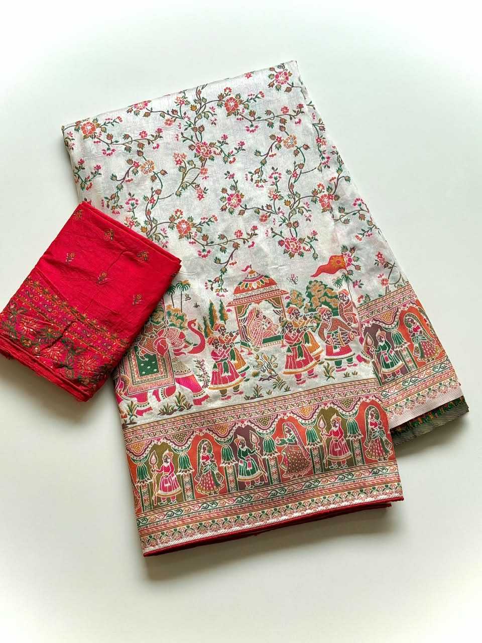 Pashmina Designer Saree in White