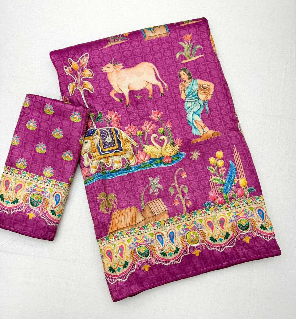Dola Silk Printed Saree in Rama Green