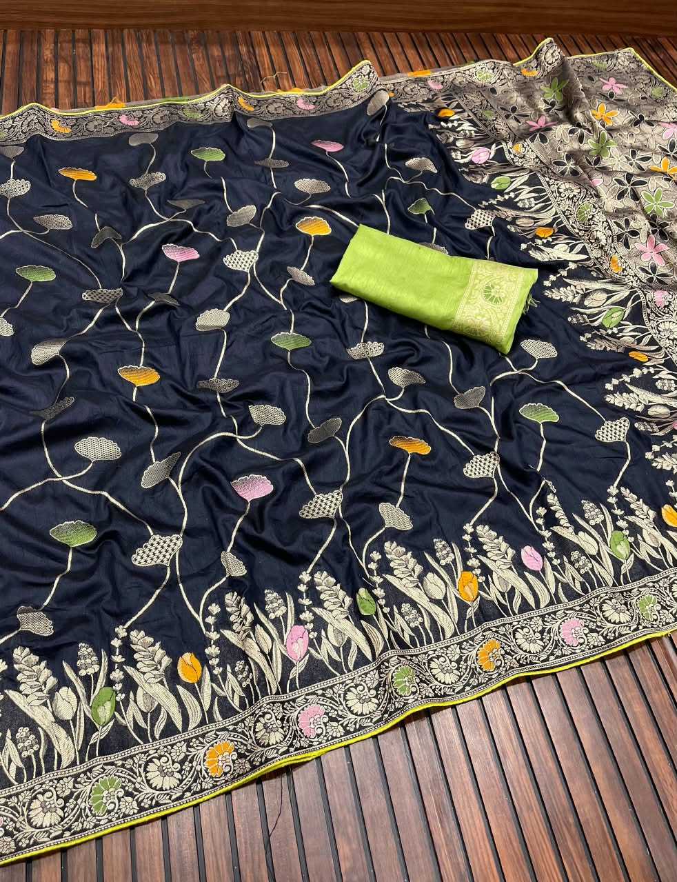 Dola Silk Saree in Algae Green