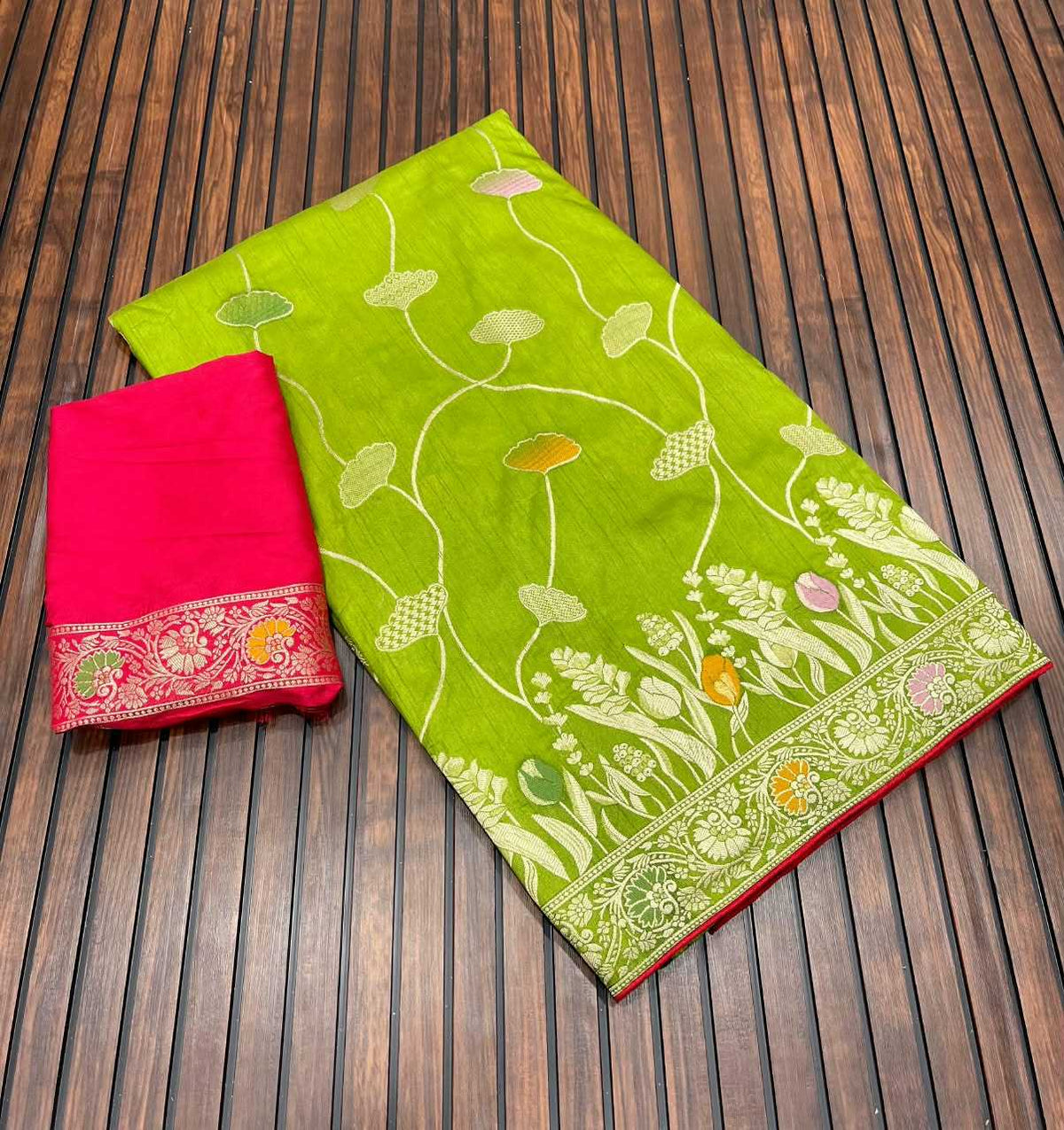 Dola Silk Saree in Algae Green