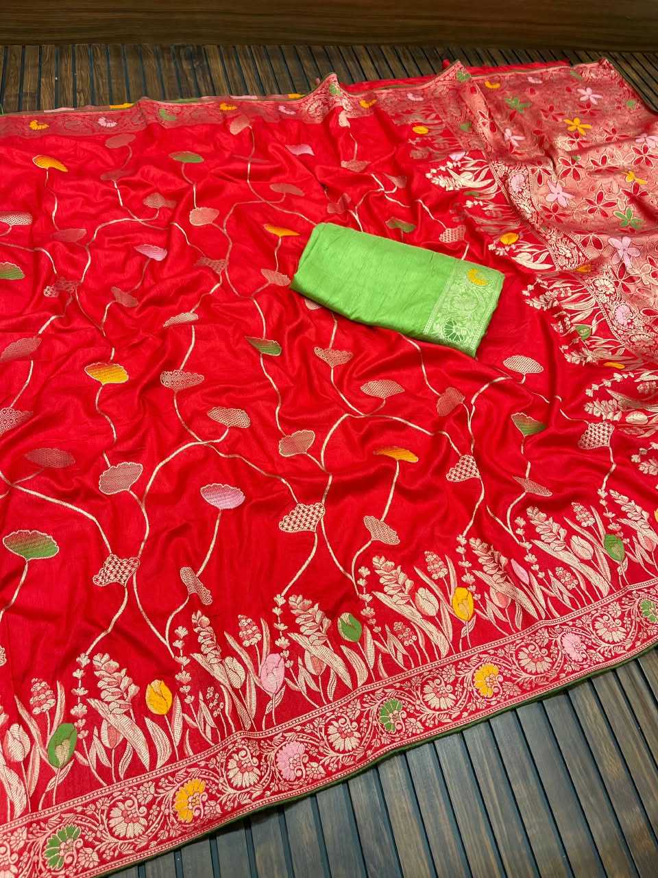 Dola Silk Saree in Algae Green