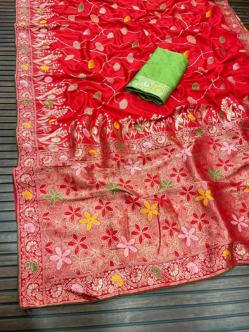 Dola Silk Saree in Algae Green
