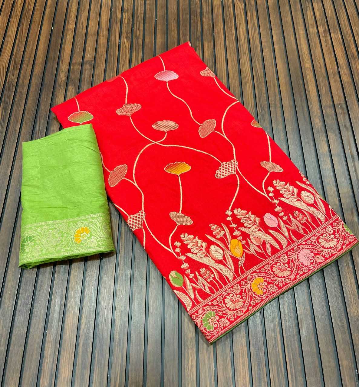 Dola Silk Saree in Algae Green