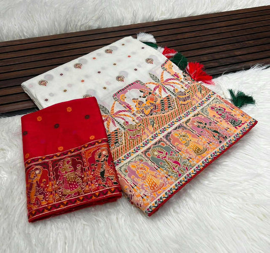 Soft Silk Saree in White