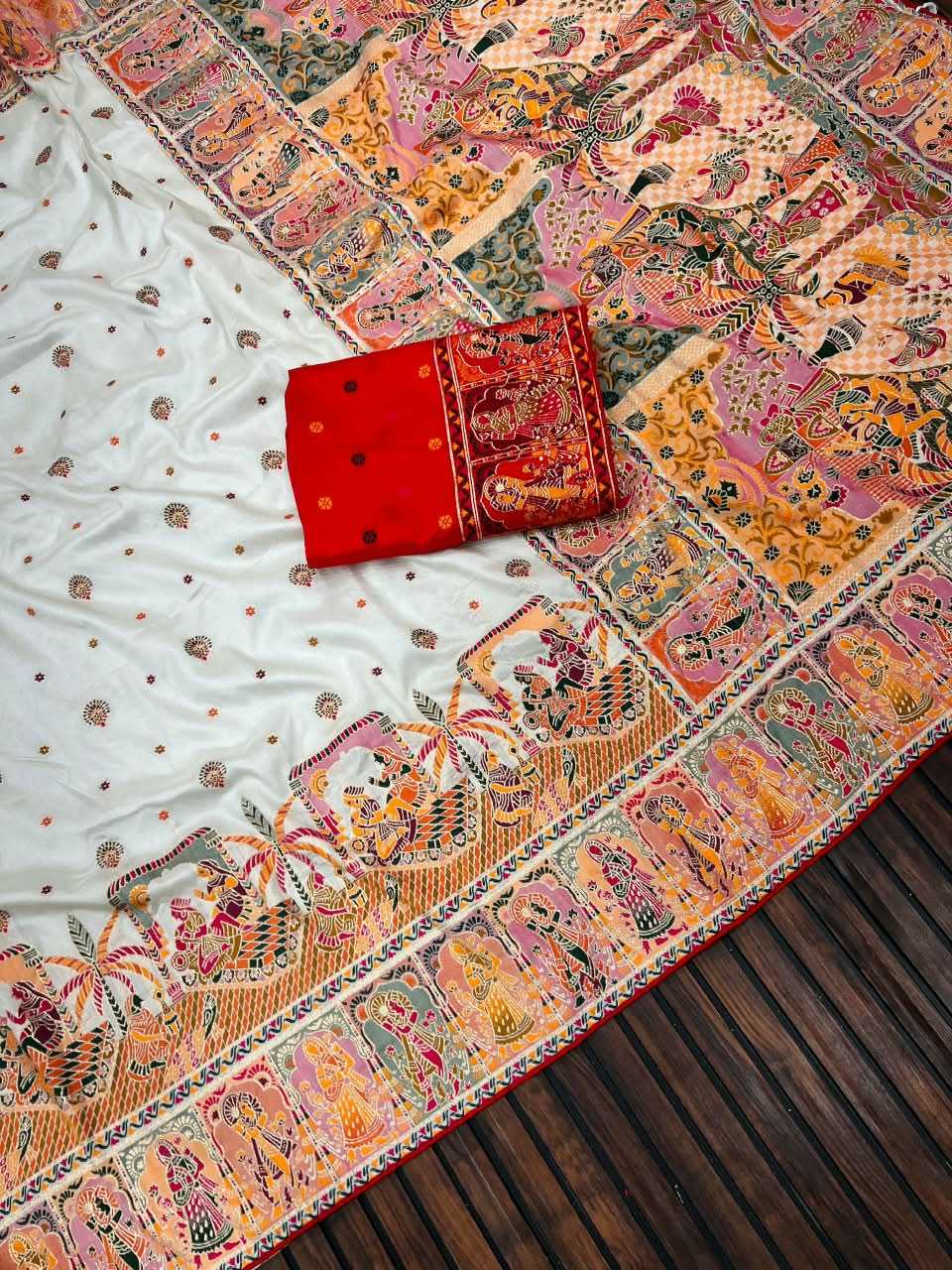 Soft Silk Saree in White