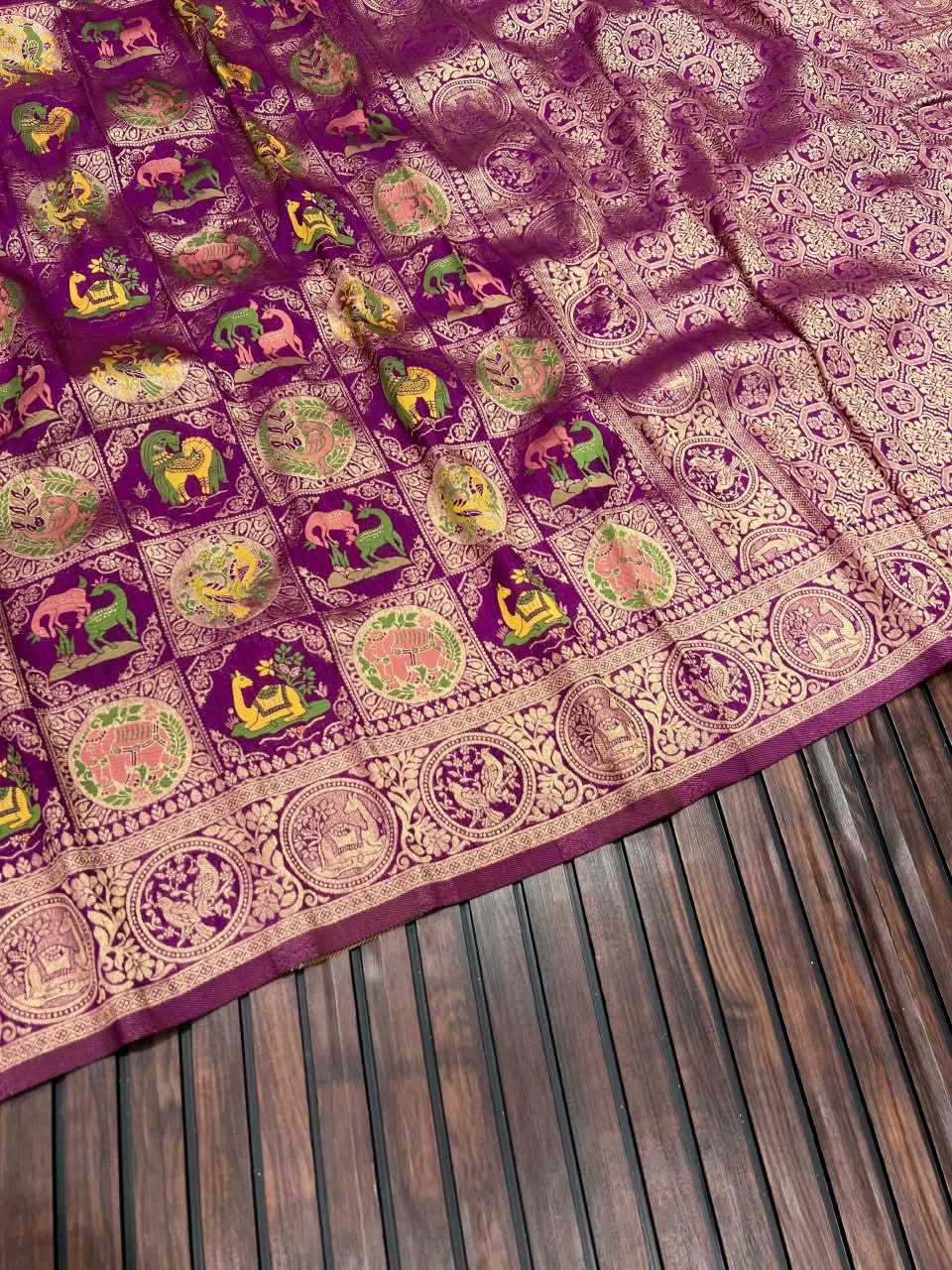 Nylon Designer Saree in Red