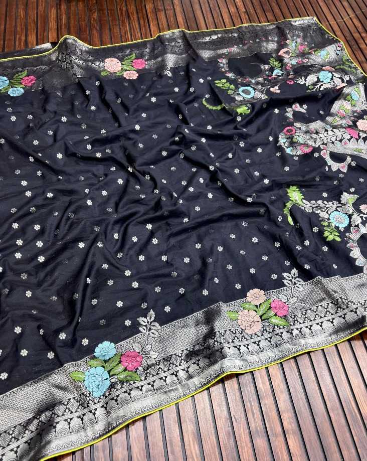 Pure Silk Soft Saree in Black