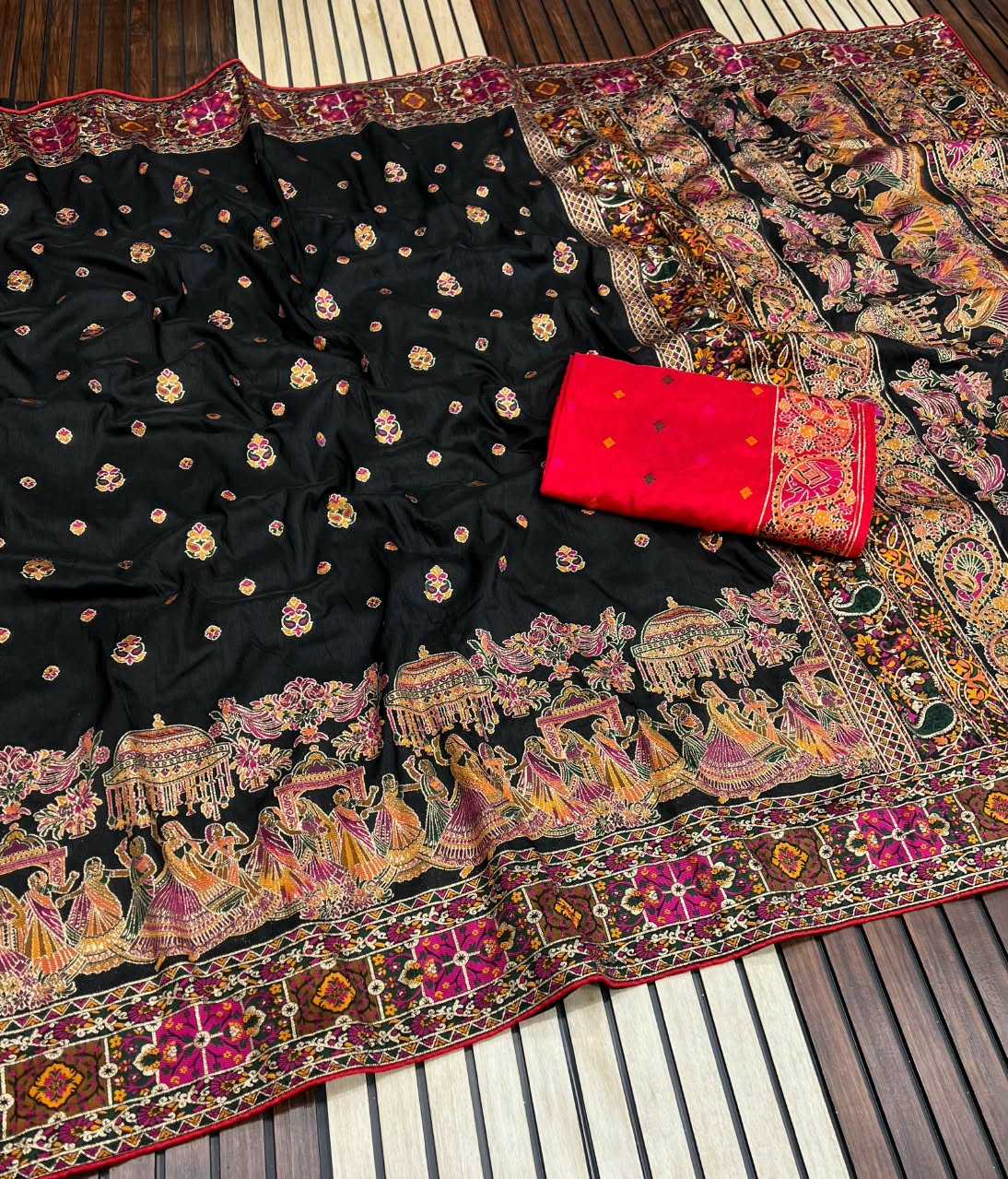 Pashmina Soft Silk Saree in White