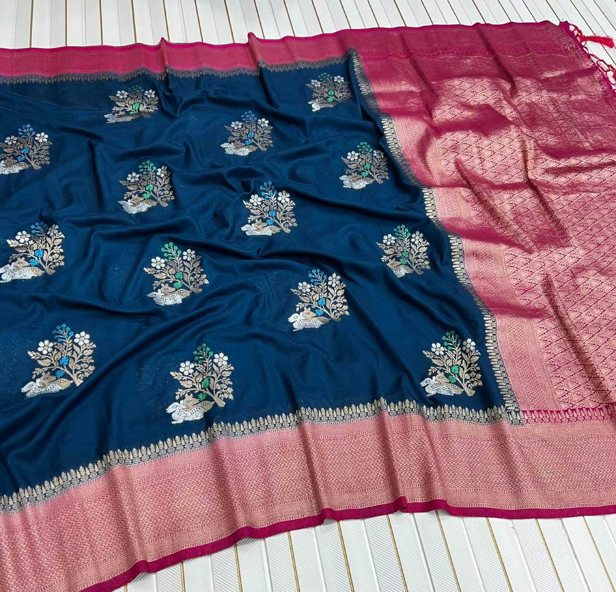 Georgette Designer Saree in Rani