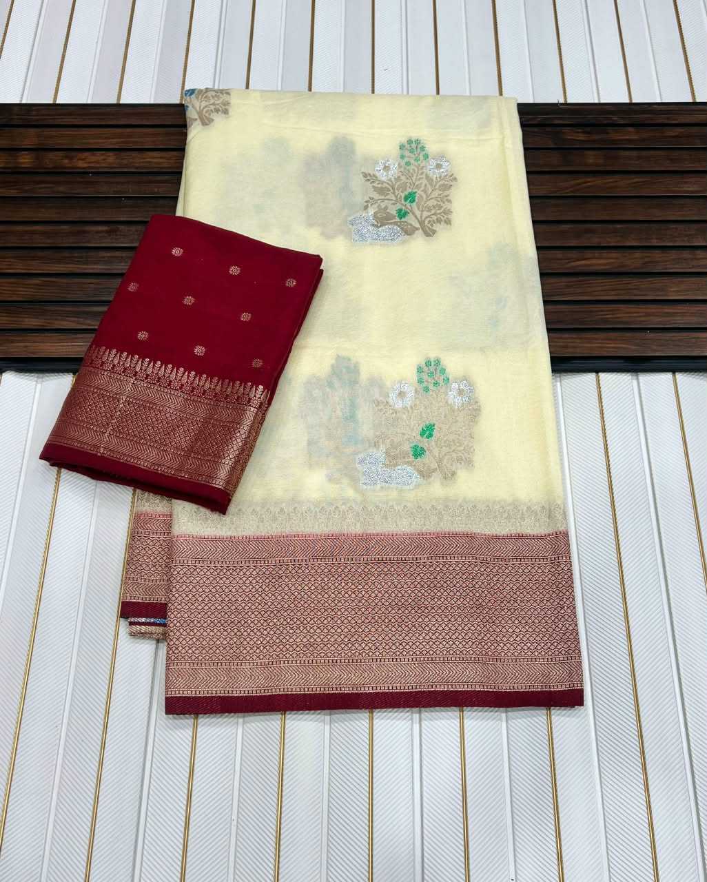 Georgette Designer Saree in Rani