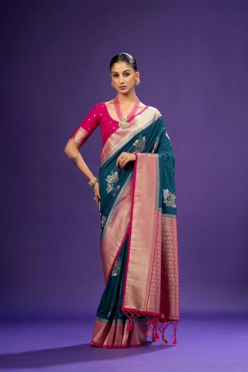 Georgette Designer Saree in Rani