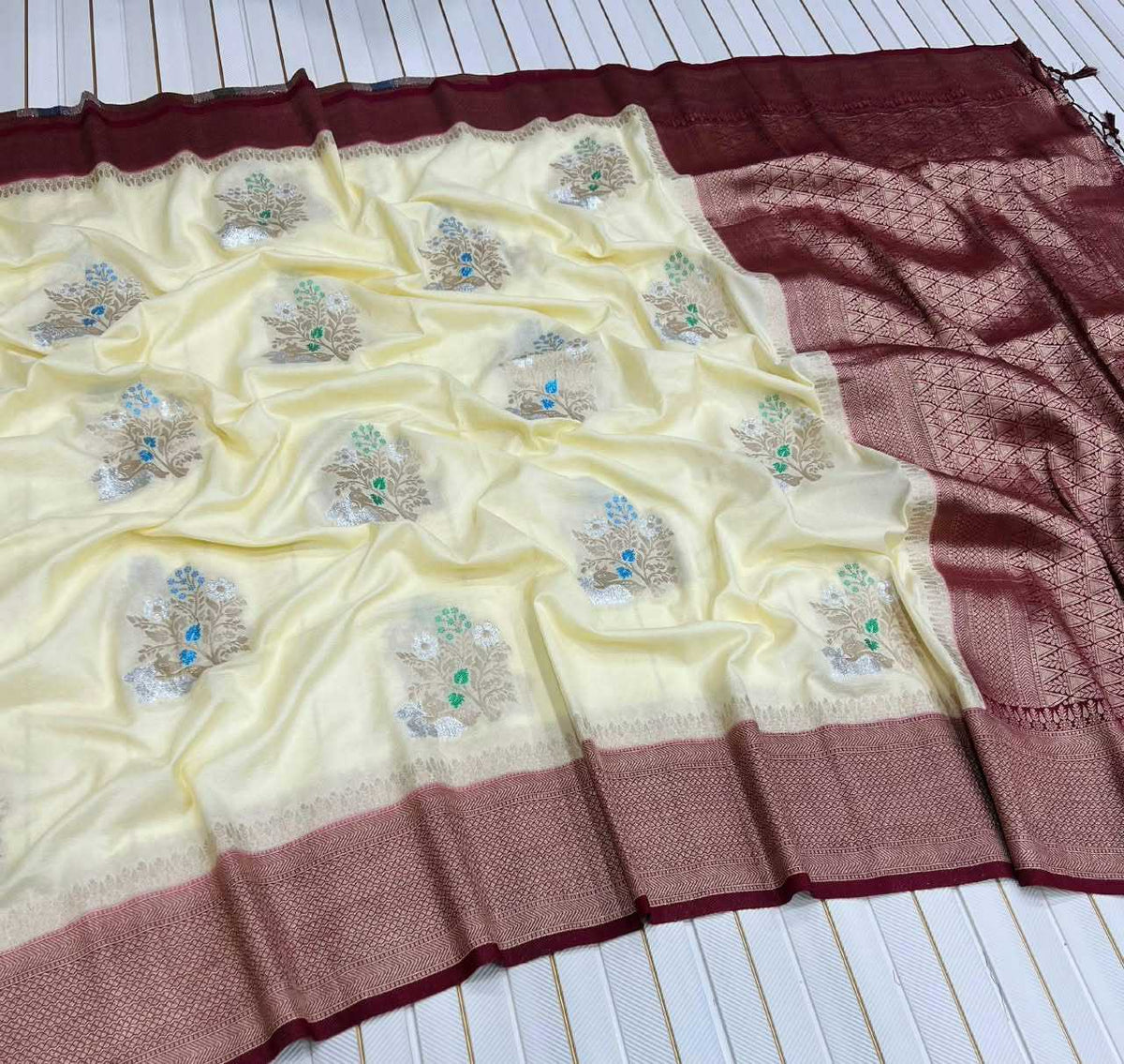 Georgette Designer Saree in Rani