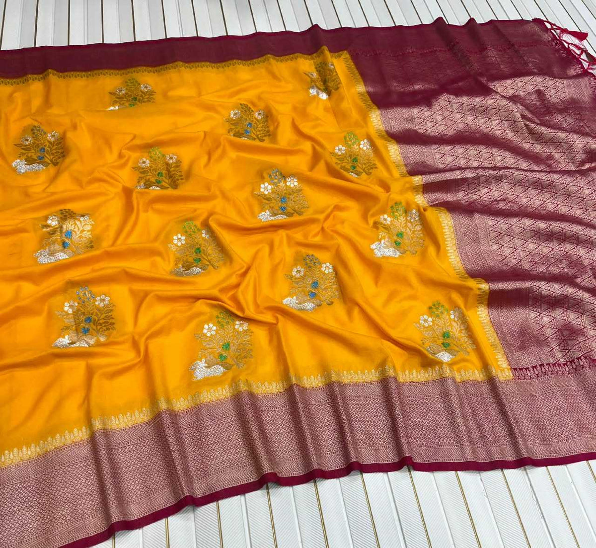 Georgette Designer Saree in Rani