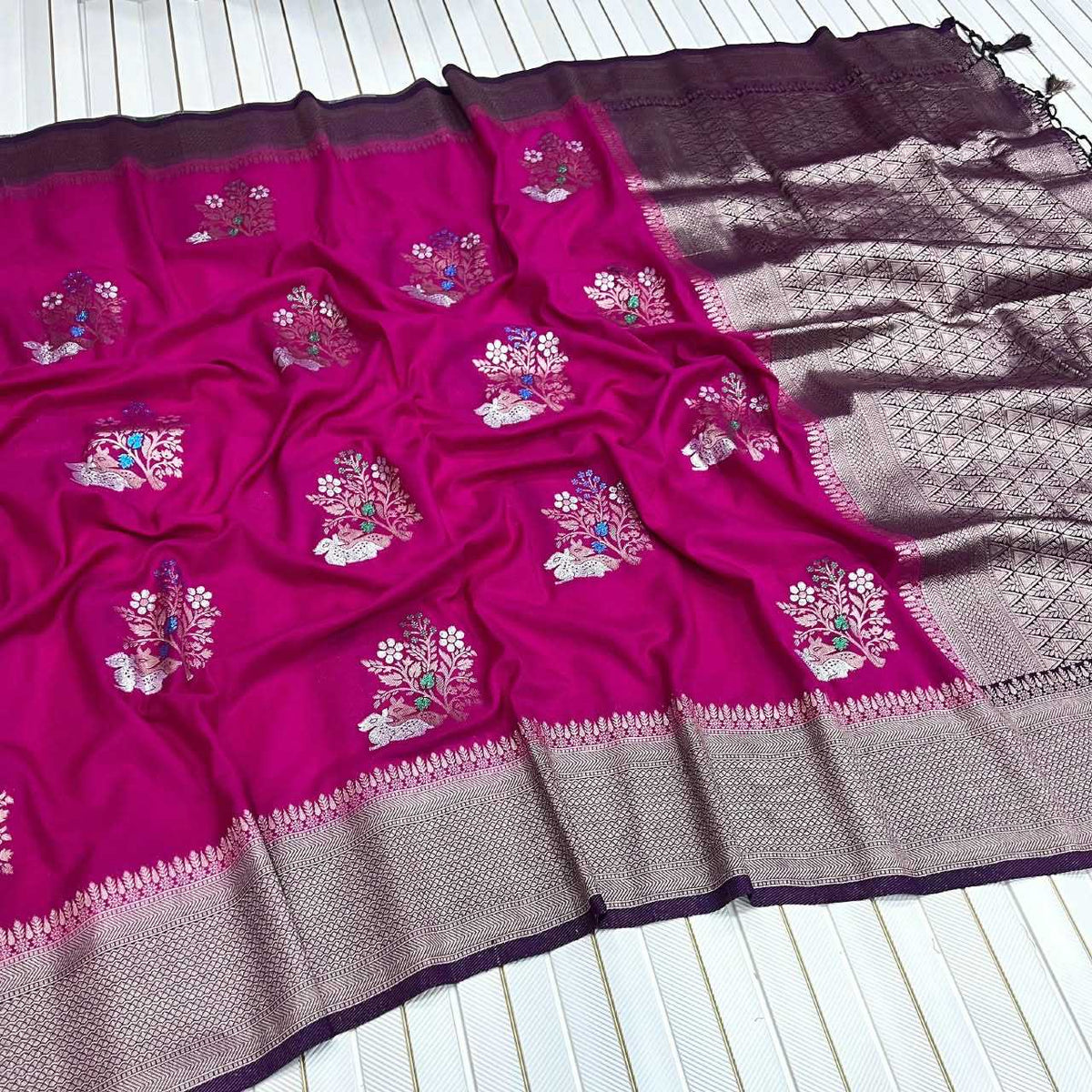 Georgette Designer Saree in Rani