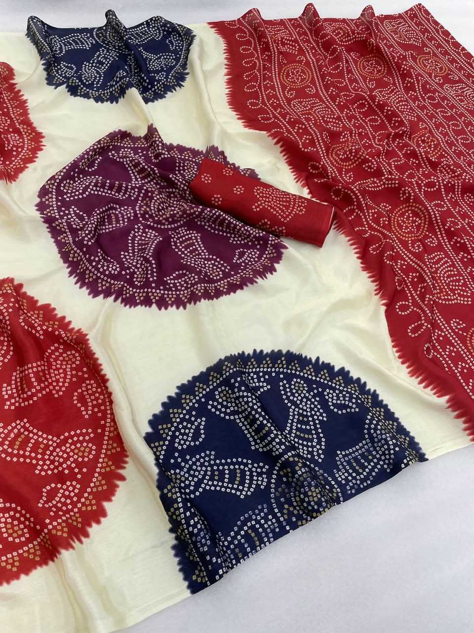 Bandhani Gola Art Silk Printed Saree