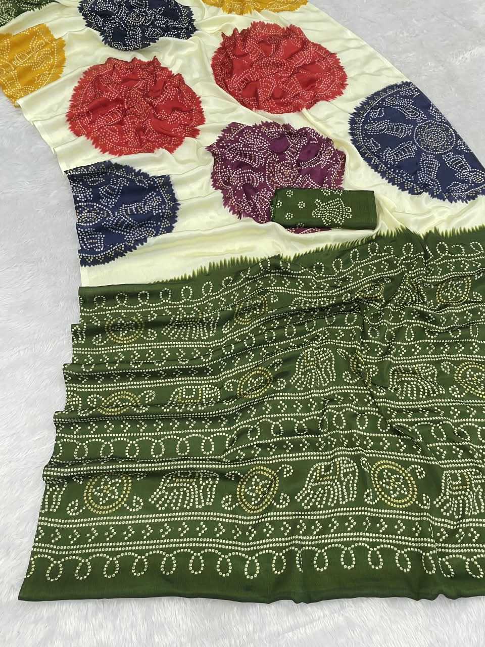 Bandhani Gola Art Silk Printed Saree